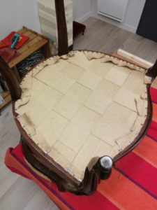 Sanglage Fauteuil Louis Philippe dessous